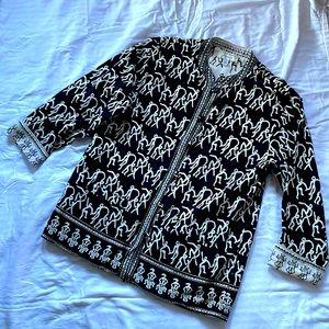Sam Hilu classic collection reversible primitive print jacket